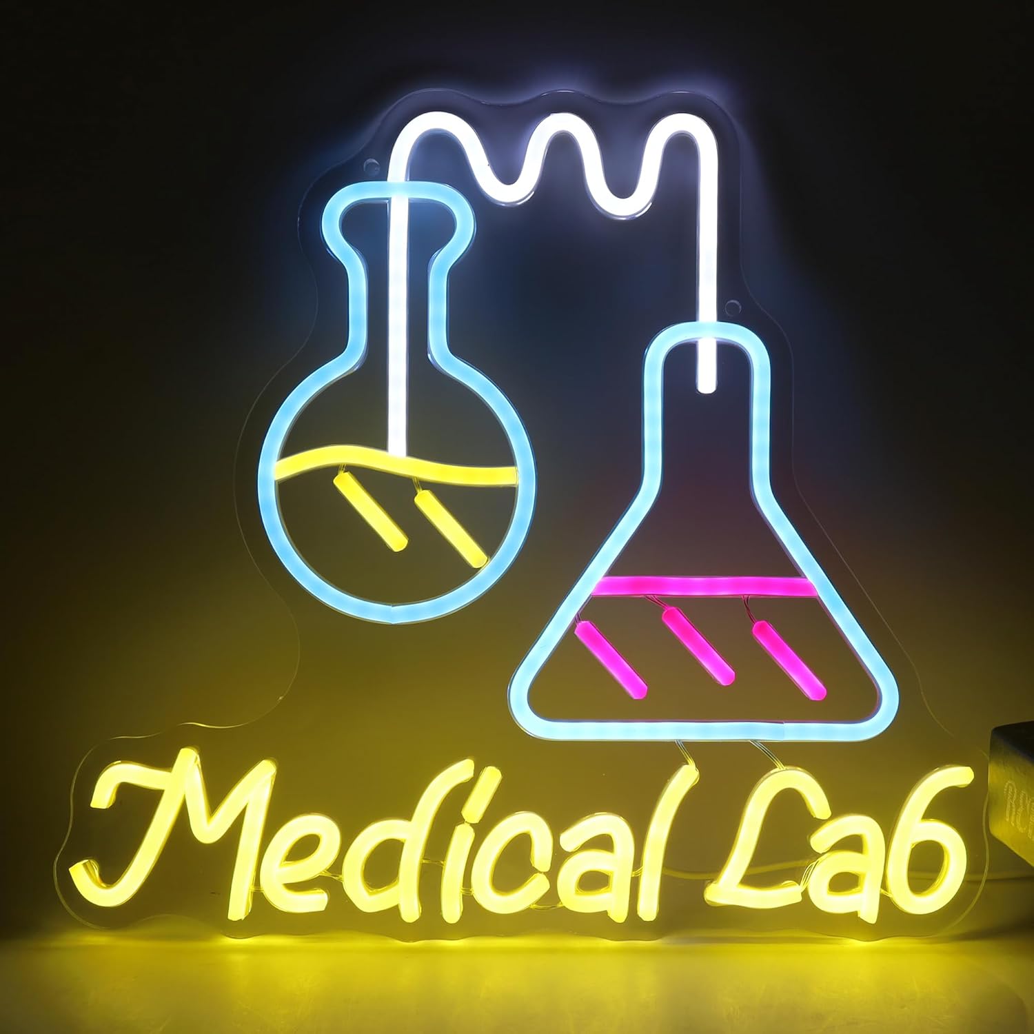 Medical Lab Gifts - Neonowy znak laboratoryjny, zasilany przez USB,