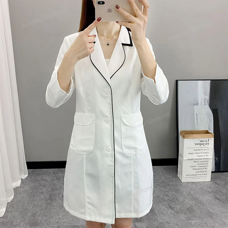 Damskie krótkie uniformy spa z – Medical Lab Logo recenzja i cena
