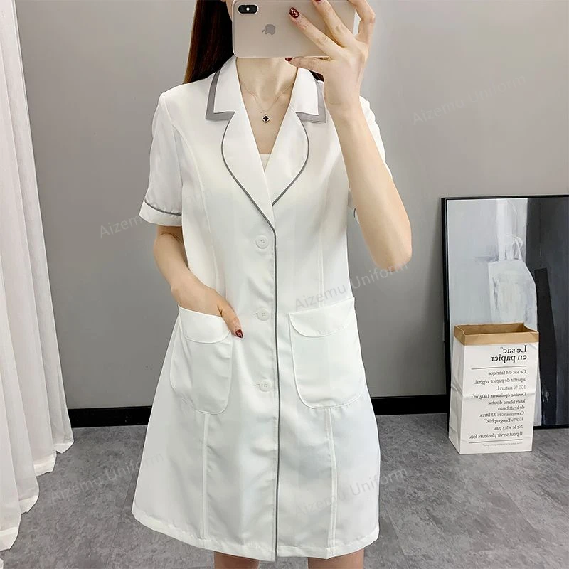 Damskie krótkie uniformy spa z – Medical Lab Logo recenzja i cena